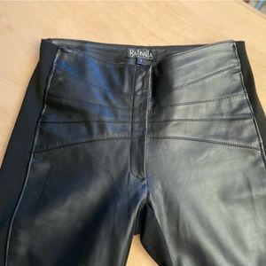 Leather and jersey combo pants